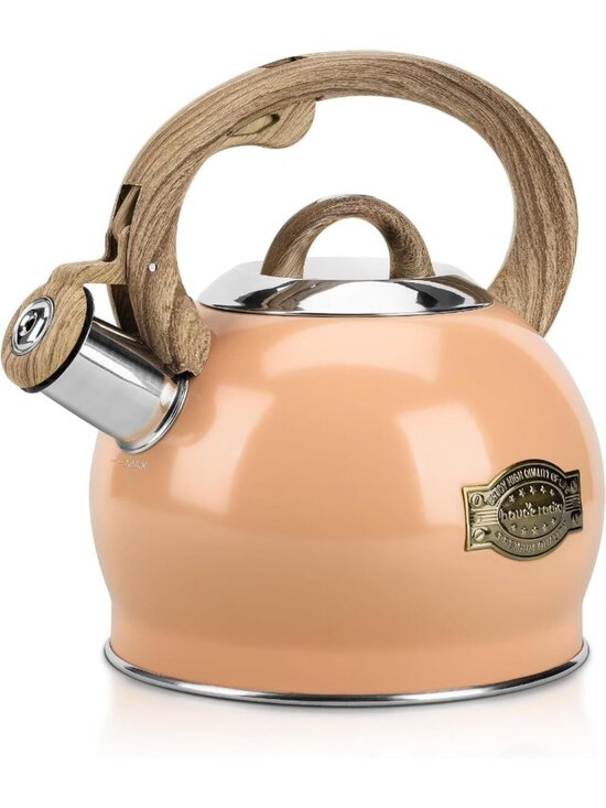 Other - Peachy Whistling Tea kettles 2.1 Quart Stainless Steel Stovetop with Wood Handle